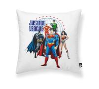 BELUM | Funda de cojín 100% algodón 45x45cm Modelo Justice Team A | Funda de cojín Liga de la Justicia | Funda de cojín Tejido Half Panama 100% algodón orgánico