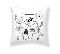 Belum - funda de cojín 100% algodón looney b&w b 45x45cm, funda de c