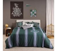 BELUM | Funda nórdica Harry Potter, Funda nórdica con Botones 100% algodón Modelo Slytherin Rayas para Cama de 80 (140x200 cm.)