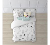 BELUM | Funda nórdica Looney Tunes | Funda nórdica Modelo Looney B&W | Funda Nórdica con Botones | Funda nórdica 100% algodón | Funda Nórdica (Cama de 90 (155x220 cm.))