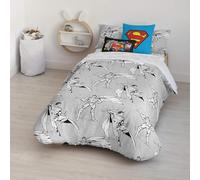BELUM | Funda nórdica Superman | Funda nórdica Modelo Superman Grey | Funda Nórdica con Botones | Funda nórdica 100% algodón | Funda Nórdica (Cama 135/140 (220x240 cm))