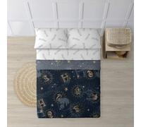 BELUM | Juego de sábanas con Almohada y Bajera Estampadas 100% algodón Modelo HPotter Gold para Cama de 105 | Juego de sábanas Ligeras, Suaves y Confortables | Harry Potter Licencia Oficial