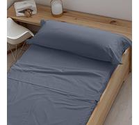 BELUM | Juego de Sabanas Denim Blue 100% algodón Peinado 175 Hilos para Cama de 90, Encimera: 160x270cm Bajera: 90x200 cm + 25 cm Fuelle