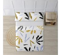 BELUM | Juego de Sábanas para Cama de 150/160 Compuesto por: Funda Almohada - Encimera 240x270 cm - Bajera 160x200cm + 25 cm | Tejido: 100% algodón orgánico 175 Hilos. - Modelo: Darliston Blue