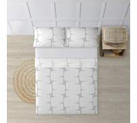 BELUM | Juego de Sábanas para cama de 90. Compuesto por: Funda Almohada - Encimera 160x270cm - Bajera 90x200 cm + 25 cm | Tejido: 100% algodón orgánico 175 hilos. - Modelo: Lahan Grey