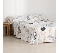 BELUM | Juego Sabanas Harry Potter Franela HPotter Gold Beig 135 100% algodón, Juego sabanas Compuesto por: Encimera: 210x270cm Bajera: 140x200cm + 30 cm Fuelle. Almohada 45x155