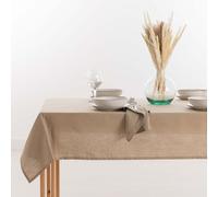 Belum | Mantel Antimanchas Lino 100% Taupe 140x150 cm | Mantel Mesa Rectangular Resinado | Mantel Hidrófugo de Calidad en Varias Medidas | Manteles de Lino para Interior y Exterior