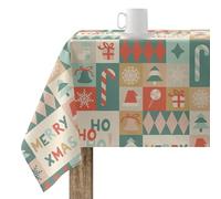 BELUM | Mantel Navidad 100x140 cm 100% algodón resinado Antimanchas (Tacto no plastificado) Modelo Merry Christmas 74
