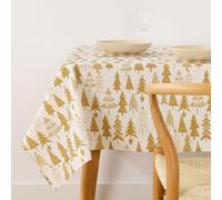 BELUM | Mantel Navidad 140x140 cm 100% algodón resinado Antimanchas (Tacto no plastificado) Modelo Christmas 31 Gold