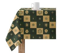BELUM | Mantel Navidad 140x140 cm 100% algodón resinado Antimanchas (Tacto no plastificado) Modelo Slytherin Christmas