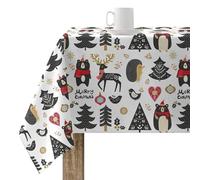 BELUM | Mantel Navidad 250x140 cm 100% algodón resinado Antimanchas (Tacto no plastificado) Modelo Merry Christmas 61