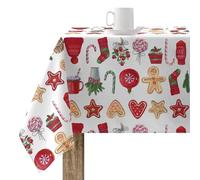 BELUM | Mantel Navidad Antimanchas Rectangular Resinado | Tacto Plastificado | Mesa Hogar (100X140 cm)