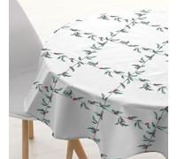 BELUM | Mantel Navidad Diámetro 100 Redondo 100% algodón resinado Antimanchas (Tacto no plastificado) Modelo White Christmas 1