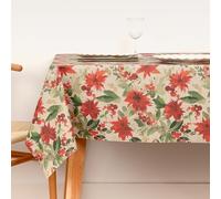 BELUM | Mantel Navidad Resinado Antimanchas Tamaño 300X140 cm - Mantel Antimanchas Tejido 65% algodón - 30% poliéster - 5% Lurex - Mantel Navidad Merry Christmas 48 Lurex