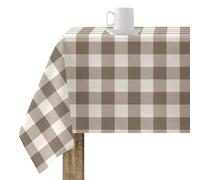 BELUM | Mantel resinado Antimanchas 550-04, Mantel Cuadros Vichy tamaño; 300x155 cm, Mantel Antimanchas NO Hule, Mantel Vichy marrón, Mantel Tejido 100% algodón orgánico