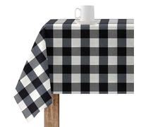 BELUM | Mantel resinado Antimanchas 550-12, Mantel Cuadros Vichy tamaño; 200x155 cm, Mantel Antimanchas NO Hule, Mantel Vichy Negro, Mantel Tejido 100% algodón orgánico
