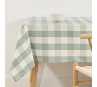 BELUM | Mantel Resinado Antimanchas Cuadros 0120-104, Vichy Mint, 140x140 cm, Tejido 100% Algodón Orgánico