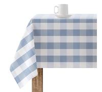 BELUM | Mantel resinado antimanchas Cuadros 0120-98, mantel cuadros vichy tamaño; 300x140 cm, mantel antimanchas NO hule, mantel vichy Azul, mantel Tejido 100% algodón orgánico