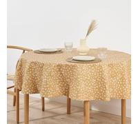 BELUM | Mantel resinado Antimanchas Modelo 0120, Mantel NO Hule, Mantel sin rigidez, Mantel Tacto algodón (Redondo Diámetro 140 cm, Mostaza)