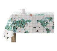 BELUM | Mantel resinado Antimanchas Tamaño: 100X140 cm - Tejido 100% algodón resinado Antimanchas (Tacto plastificado). | Modelo: Mapa MundiAzúl de TuttiConfetti
