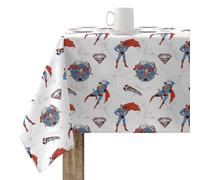 BELUM | Mantel resinado (Tacto plastificado) 300x140 cm Antimanchas Modelo Superman 05; Mantel NO Hule; Mantel de algodón
