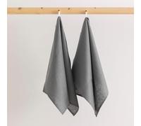 Belum Paño de Cocina Lavable a Máquina 100% Lino - Pack 2 Trapos de Cocina 45x70 - Toallas de Cocina Reutilizables (Antracita)