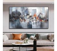 Belunara® Pintura al Óleo Sobre Lienzo - Reflexiones Silenciosas - Cuadros Abstractos Modernos - Pintado a Mano - Gran Ciudad