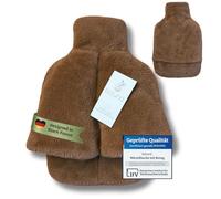 belund. Bolsa de agua caliente premium para pies con funda de felpa, supersuave y acogedora (caramelo)