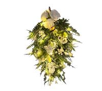 belupai 19.7in Spring Floral Teardrop Swag, Corona de Lágrimas de Flores Mixtas con Bayas Falsas y Hojas Verdes, Flores Artificiales Swag para la Puertas Delanteras Mantel Floral