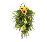 belupai 19.7in Spring Floral Teardrop Swag, Corona de Lágrimas de Flores Mixtas con Bayas Falsas y Hojas Verdes, Flores Artificiales Swag para la Puertas Delanteras Mantel Floral