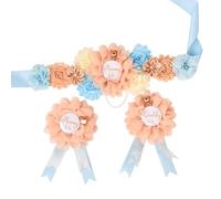 belupai Maternidad banda mamá papá a ser corpiño pin set, oso y flores artificiales bebé ducha faja vientre cinturón género mostrar embarazo accesorios de fotografía