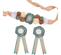 belupai Maternidad banda mamá papá a ser corpiño pin set, oso y flores artificiales bebé ducha faja vientre cinturón género mostrar embarazo accesorios de fotografía