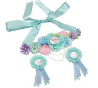 belupai maternidad Sash Momia para ser Papá ser Corpiño Pin Set, Oso y Flores Artificiales Bebé Ducha Cinturón Vientre Sexo Revelar Decoración Embarazo Fotografía (B)