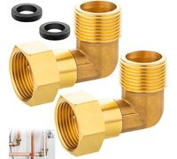 Belvanr 2 Piezas Latón Resistente 3/4 Pulgadas 90 Grados Codo Tubería,Codo Latón 90° 3/4" Rosca Interior/Exterior,DN20,con Rondella,para Instalaciones de Agua y Sistemas de Calefacción Central
