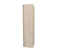 Belvit ARONA Armario alto de 135 cm de MDF, armario de baño estrecho con mucho espacio de almacenamiento, cierre suave, superficie de fácil cuidado, mueble de baño para toallas, madera clara