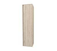 Belvit ARONA Armario alto de 160 cm de MDF, armario de baño estrecho con mucho espacio de almacenamiento, cierre suave, superficie de fácil cuidado, mueble de baño para toallas, madera clara