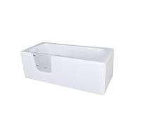 BELVIT Bañera para personas mayores 170x75 cm - Bañera con puerta, entrada por la izquierda, bañera de ducha sin barreras de acrílico sanitario, bañera rectangular con marco de acero inoxidable, pies