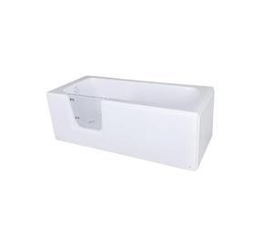 BELVIT Bañera para personas mayores 170x75 cm - Bañera con puerta, entrada por la izquierda, bañera de ducha sin barreras de acrílico sanitario, bañera rectangular con marco de acero inoxidable, pies
