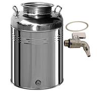 Belvivere - Bidón/Cubo para Aceite 50 litros, acero inoxidable 18/10 - Fabricado en Italia - INCLUYE grifo y tapa de junta