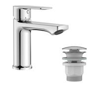 BELZ Grifo de baño con desagüe emergente, grifo monomando ranurado, control de frío y calor, fácil de instalar para lavabo y lavabo, cromado