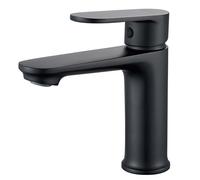 BELZ Grifos mezcladores de baño de latón con control de frío y calor, grifos de lavabo de un solo agujero para baño, color negro mate
