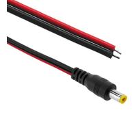 BeMatik - Cable de alimentación DC Jack 5.5x2.1mm 22AWG Macho a bornes de 30cm con Interior Amarillo