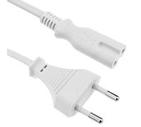 BeMatik - Cable de Alimentación eléctrico IEC-60320 C7 Hembra a Enchufe Bipolar Macho de 1,8m Blanco
