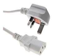 BeMatik - Cable eléctrico British Standard BS-1363-1 a IEC-60320-C13 de 1.8m Blanco