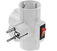 BeMatik - Clavija Enchufe Triple schuko de Color Blanco 220VAC con Interruptor