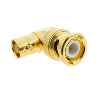 BeMatik - Conector Dorado BNC RG6U Macho-Hembra acodado