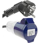BeMatik - Enchufe industrial Adaptador CETAC hembra a SCHUKO macho 2P+T 16A 250V IP44 IEC-60309 cable 30cm