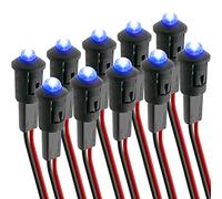 BeMatik - Luz LED piloto de 8mm 12VDC de Color Azul 10-Pack