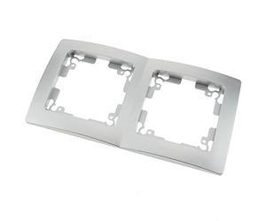 BeMatik - Marco Doble para 2 mecanismos empotrables 150x80mm Serie Lille de Color Plata y Gris