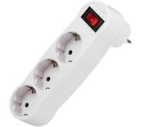 BeMatik - Multiplicador Adaptador de Clavija Enchufe schuko Triple Blanco con Interruptor